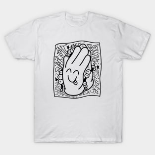 Dope praying hands black on white illustration T-Shirt
